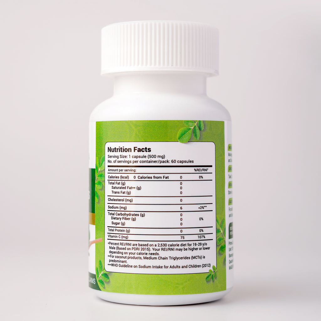Moringa with sodium ascorbate - Moringa Plus C 20% OFF Malungay capsules anti stress details
